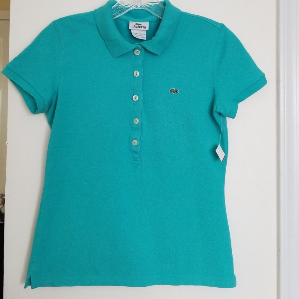 🆕️ Lacoste Turquoise 5 button Polo Size 38/US 6